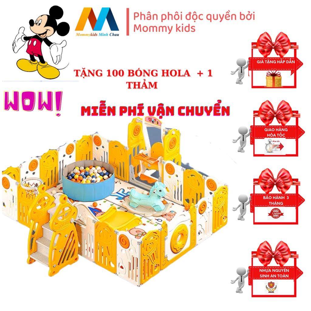 combo quây cũi MOMMYKID MINH CHÂU cầu trượt xích đu bóng rổ TẶNG THẢM 100