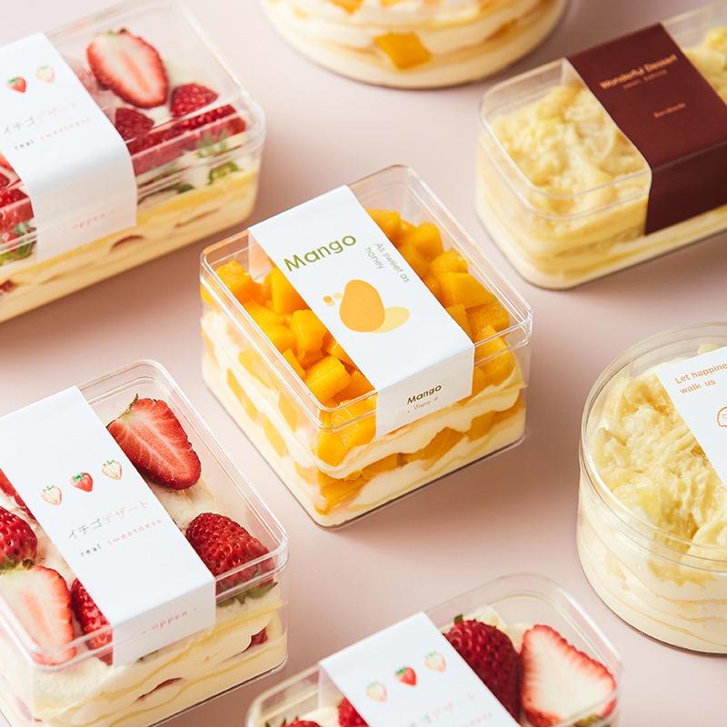 Hộp Bánh Lạnh Set 6 Hộp Tiramisu Mousse Panna Cotta Sữa Chua Bằng Mica Trong Có Nắp