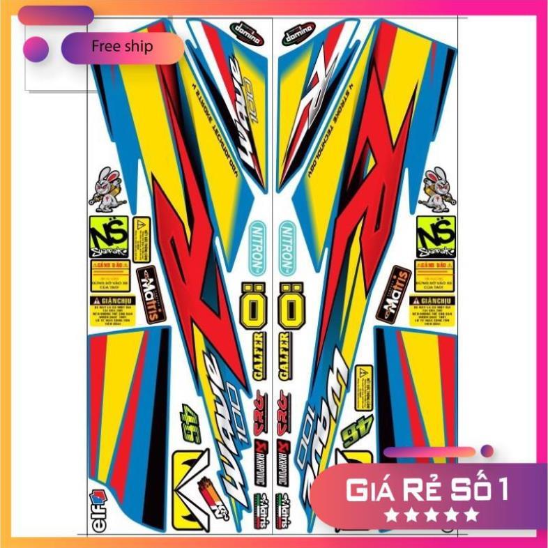 Tem rời xe Wave đời đầu chữ R dán xe xanh bảo hành màu sắc vĩnh viễn