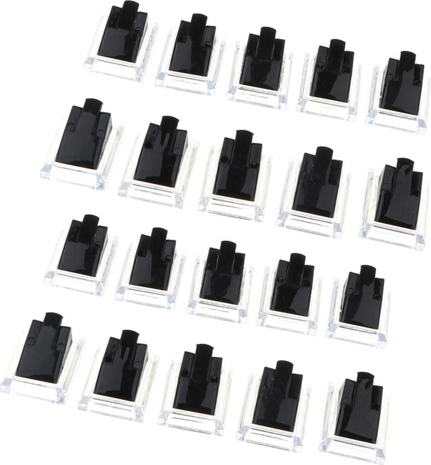 Guangquanstrade 20x Khay Đựng Đồ Trang Sức Nhẫn Đỡ Giá Đỡ Nhẫn Tủ Trưng Bày Đen