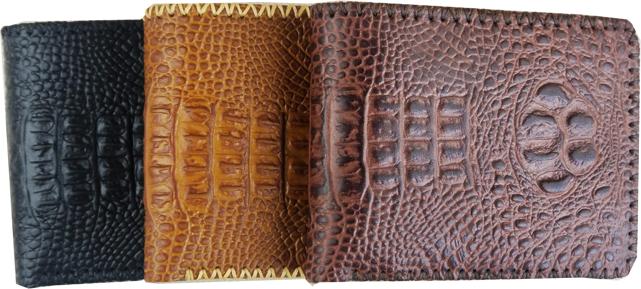 Ví nam Handmade cao cấp DA BÒ vân cá sấu nguyên con TRSP027