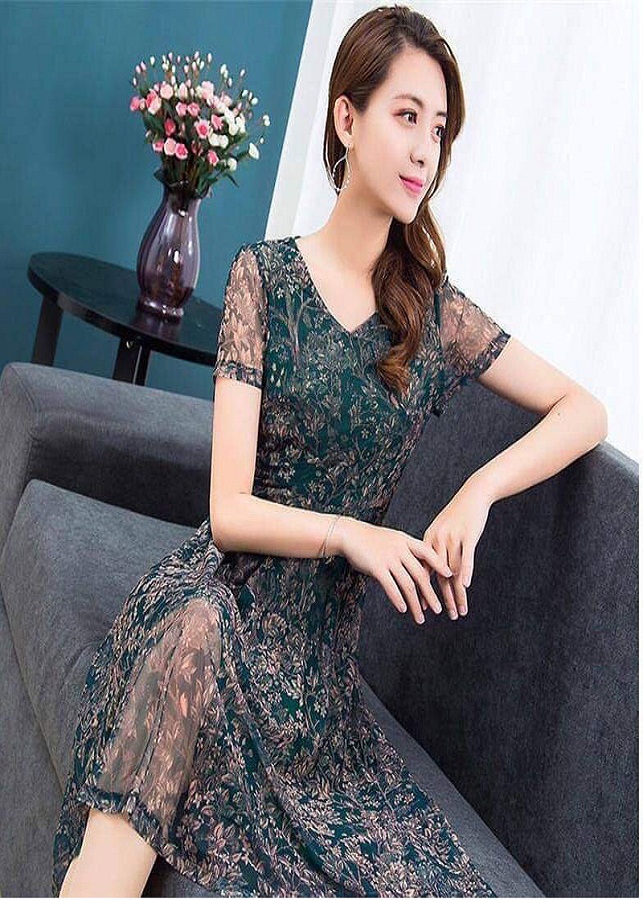 Đầm Hoa In Nhiệt 3D Voan Lụa Cao Cấp