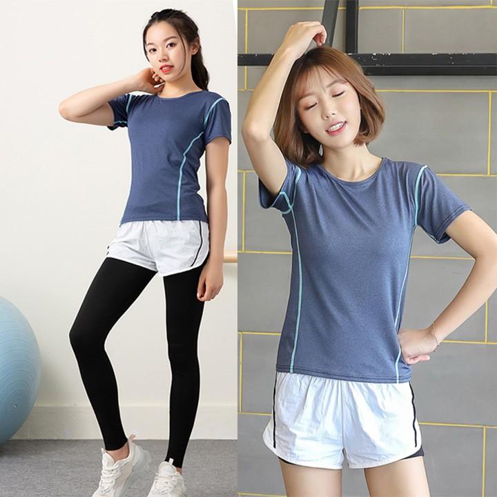 Set bộ thể thao nữ đồ tập gym quần đùi short áo thun tay ngắn năng động