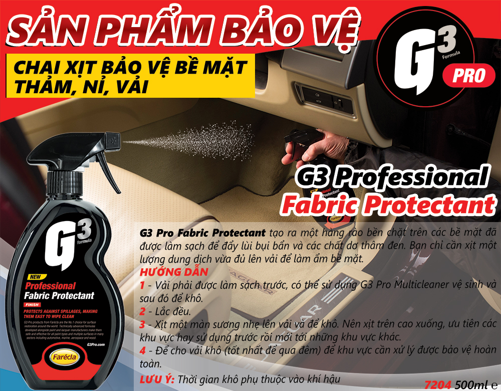 Chai xịt bảo vệ bề mặt da G3 Pro Leather Protectant 500ml