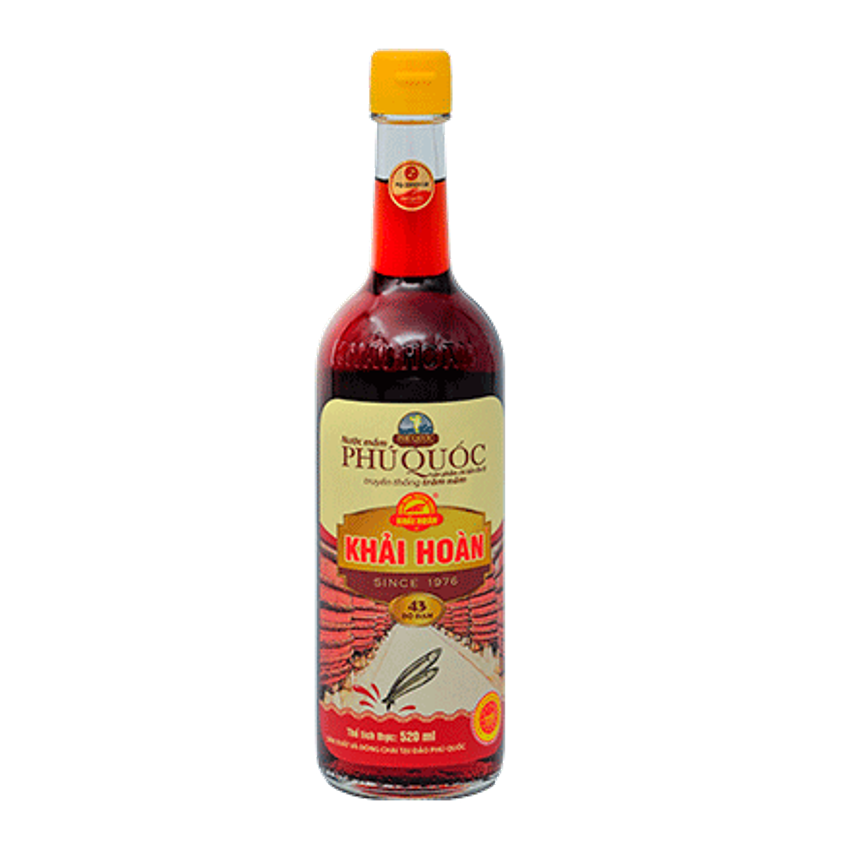 Nước mắm Khải Hoàn Phú Quốc 40-43 độ đam chai thủy tinh 520ml