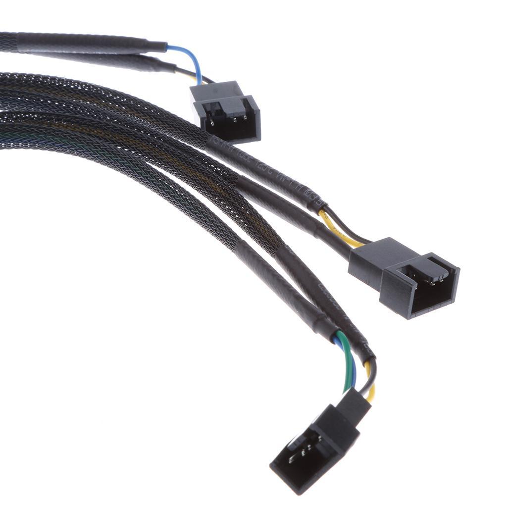 4 Pin Y Fan Power Cable PWM Fan Splitter Lead 1 to 4 Adapter Black Sleeved