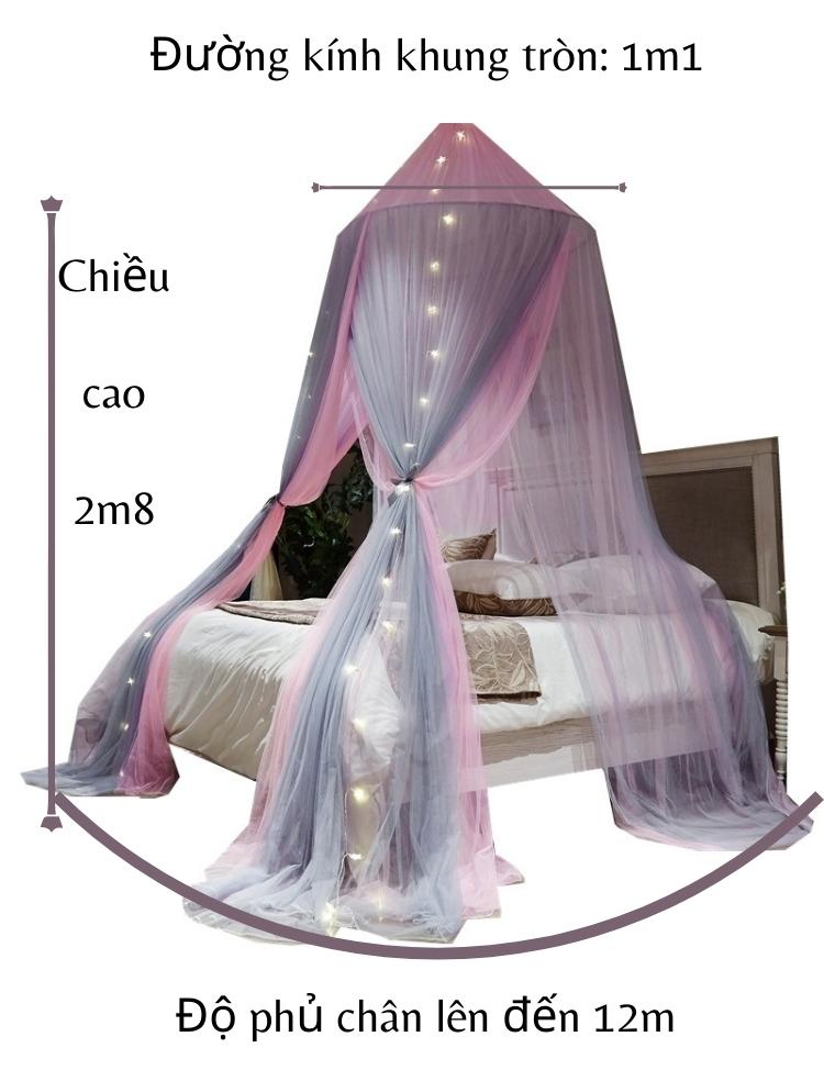 Mùng công chúa cao cấp treo trần, màn khung tròn không khoan tường phòng ngủ đẹp chống muỗi ZO HOME