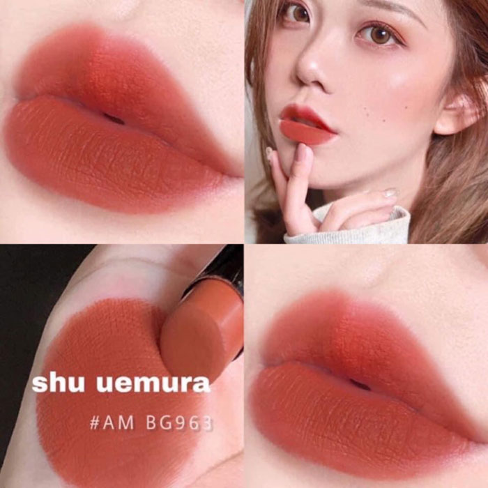 Son Shu Uemura Rouge Unlimited Amplified Matte AM BG 963 Màu Cam Đất (Chất Son Lì Có Dưỡng)