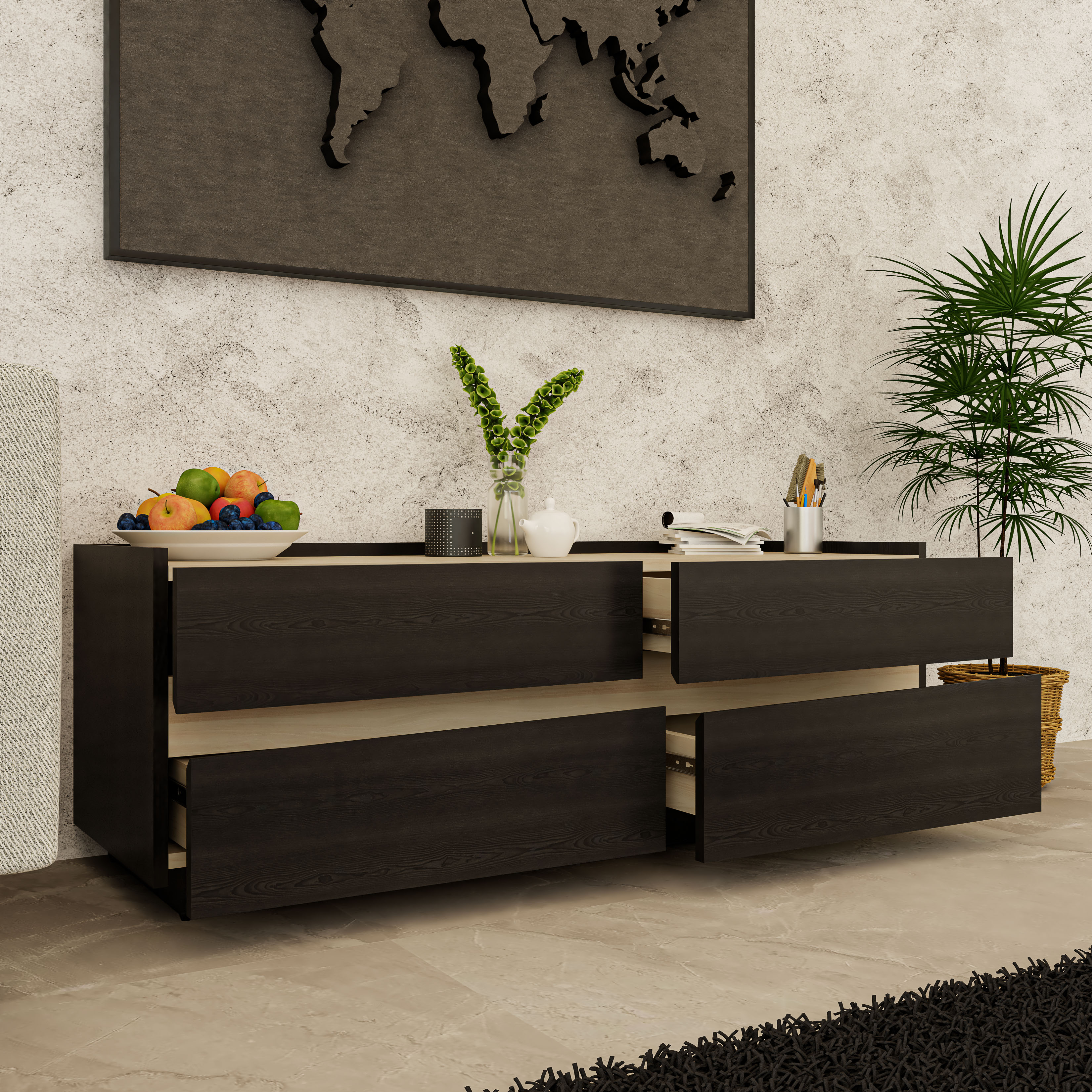 [Happy Home Furniture] VIGGO, Tủ đựng đồ 4 ngăn kéo, 120cm x 40cm x 42cm ( DxRxC), THK_161