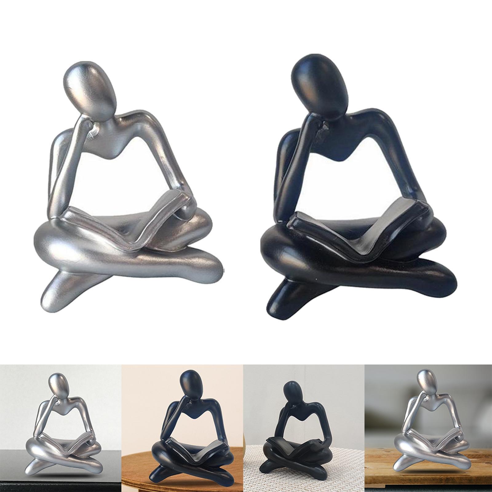 2Pcs Abstract Thinker Statue Tabletop Sculpture for Home Decor