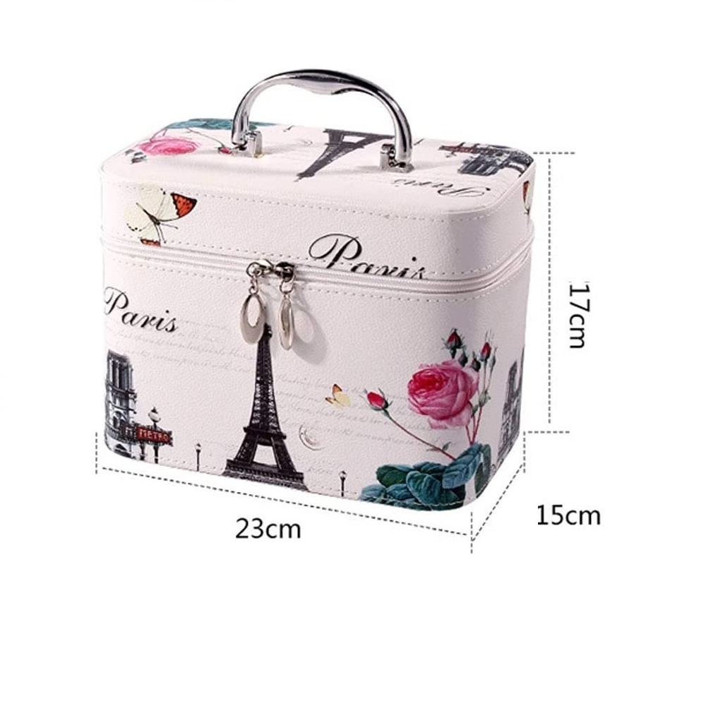 Cốp Makeup Cá Nhân Bọc Da Cỡ Lớn, Có Hoa Văn Trang Trí, Đựng Đồ Makeup, Nail, Nối Mi, Phun Xăm, Độ Bền Cao, Không Thấm Nước, Tay Cầm Chắc Chắn