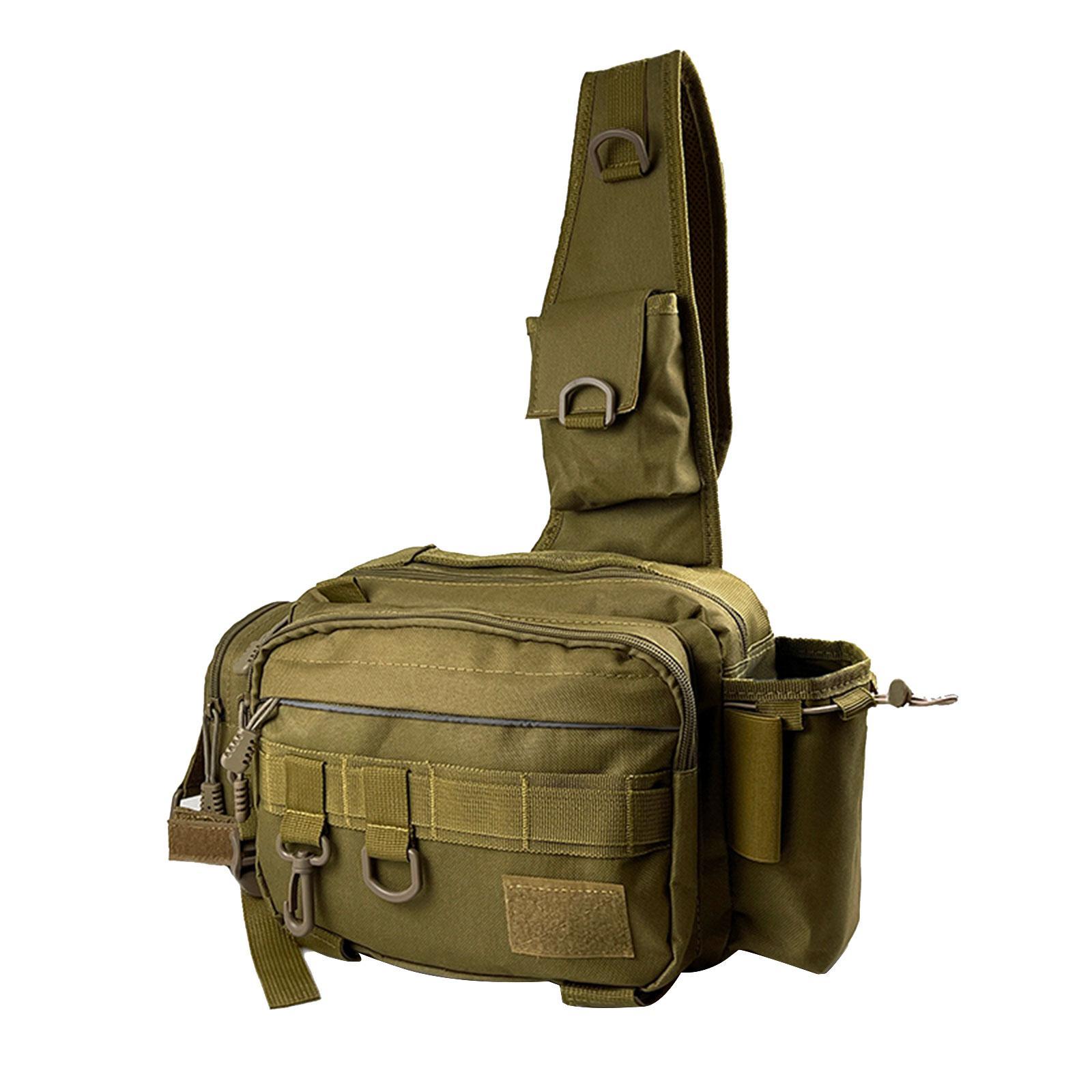 Fishing Tackle Storage Bag, Multifunctional Fishing Bag Rod Holder, Durable Shoulder Bag Waist Pack, Chest Pack for Fishing, Outdoor, Camping Men