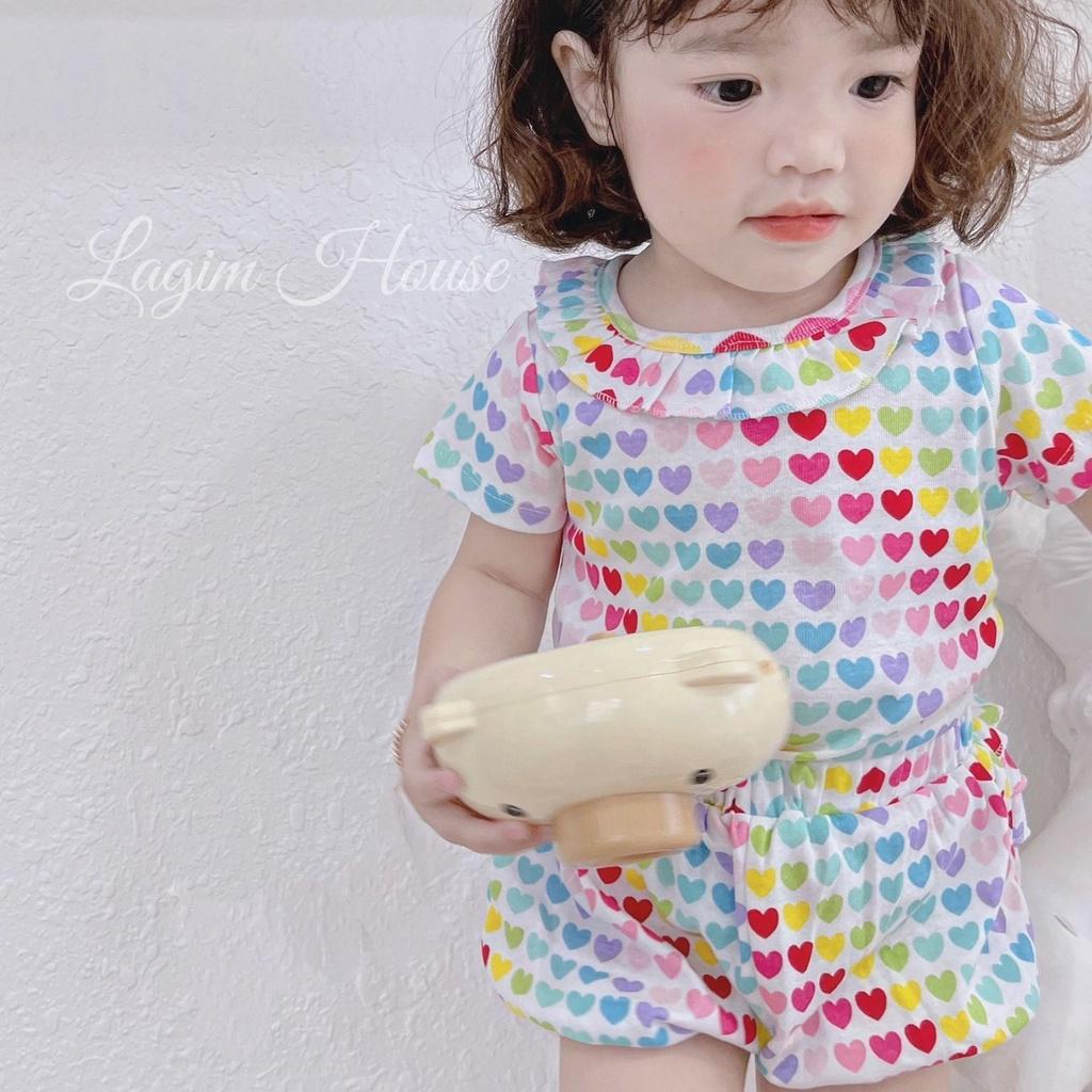 Đồ bộ cộc bé gái mặc nhà chất thun cotton mềm mại, set bộ hè nhiều họa tiết cho bé gái từ 7kg đến 18kg - Lagim House