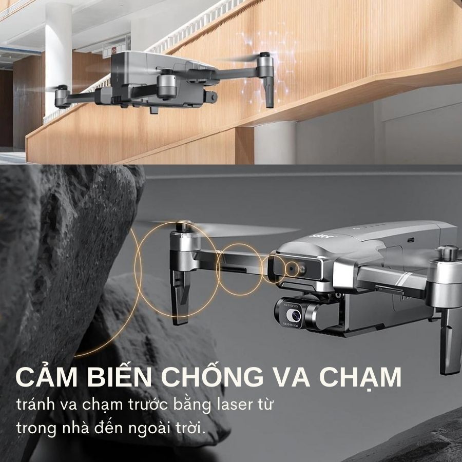 Flycam SJRC F22S 4K Pro - Thiết bị bay có chống rung 2 trục cùng tính năng cảm biến va chạm trước bằng laser , khoảng cách truyền hình ảnh lên đến 3500m - Hàng nhập khẩu