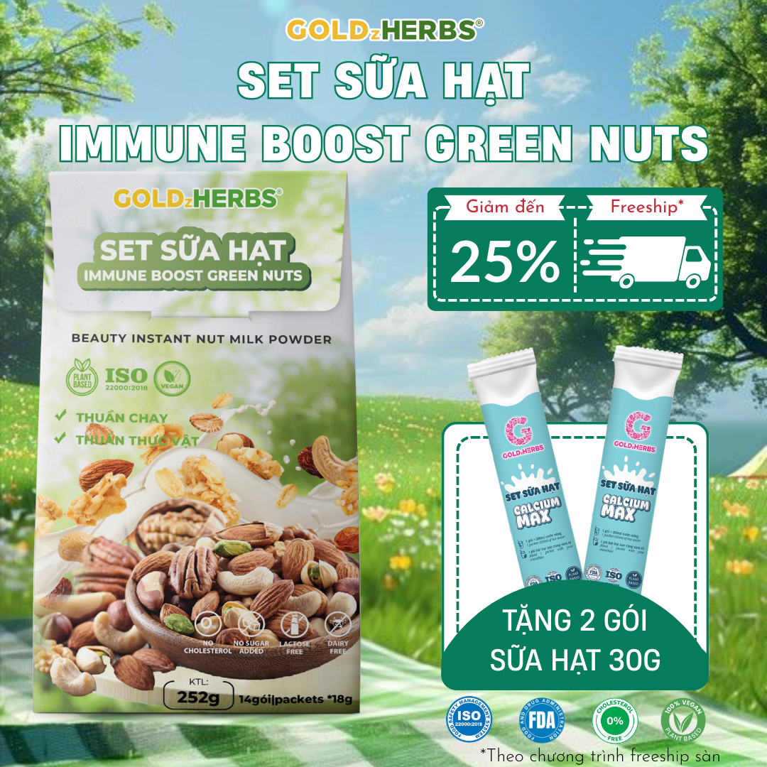 Set Sữa Hạt Tăng Cường Năng Lượng Goldzherbs Immune Boost Green Nuts – 250g/ 500g