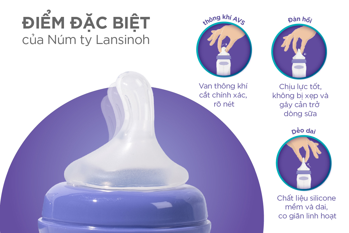 Bộ Đôi Bình Sữa Cổ Rộng Lansinoh Dung Tích 240ml + Núm Ty Size F