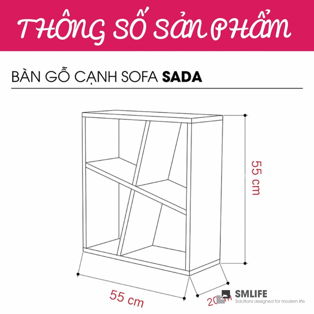 Bàn gỗ cạnh Sofa hiện đại SMLIFE Sada  | Gỗ MDF dày 17mm chống ẩm | D55xR20xC55cm - Màu