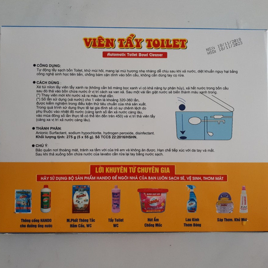 Viên tẩy sạch và làm thơm xanh Hando 5 viên Value Pack