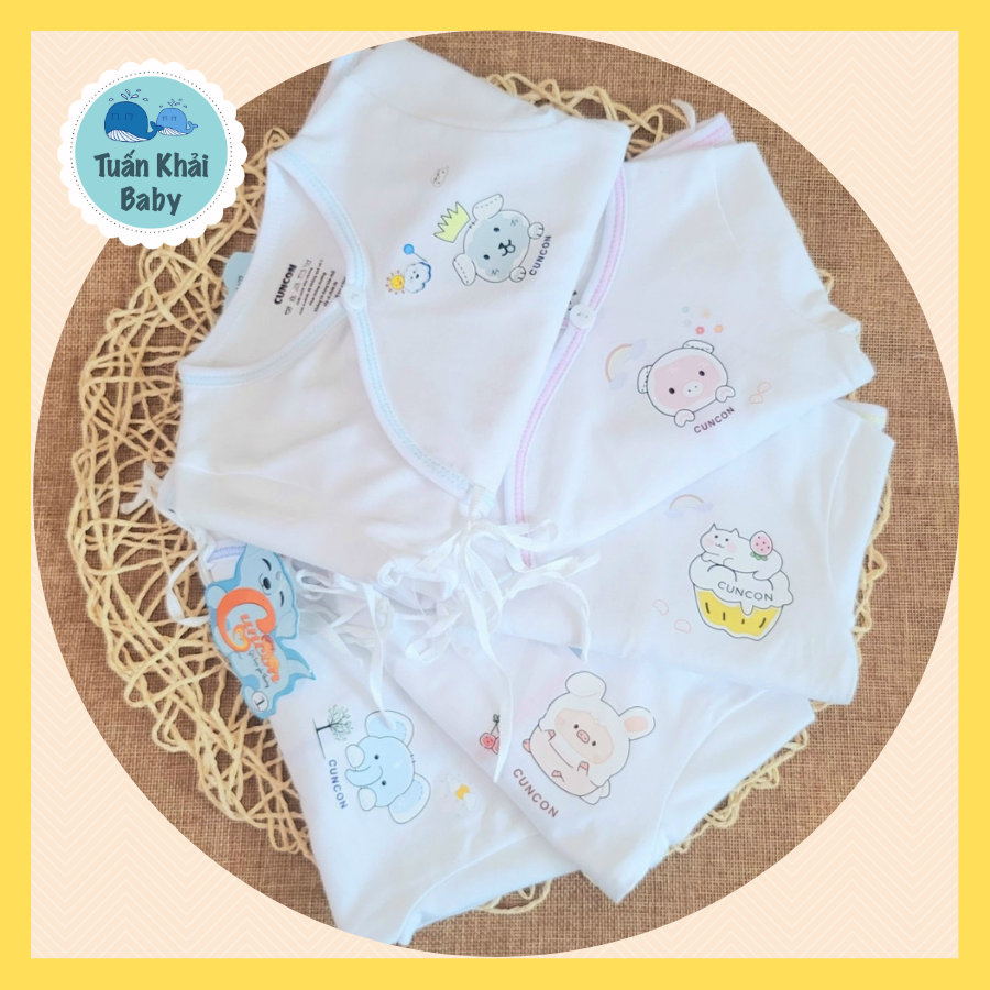 1 Áo sơ sinh Tay Ngắn Cột Dây cao cấp CUNCON - Chất vải cotton 100% rất mềm dịu dành riêng cho bé sơ sinh