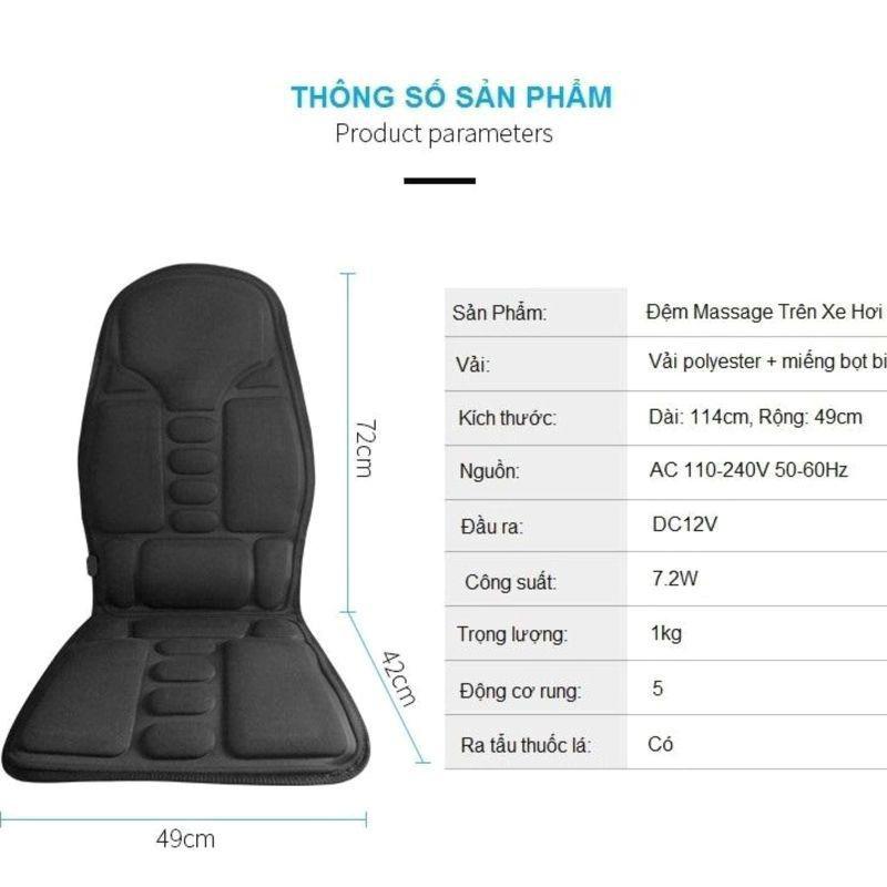 Đệm massage toàn thân 8 vùng dùng cho gia đình và trên xe hơi Full body massage (12V/220V)