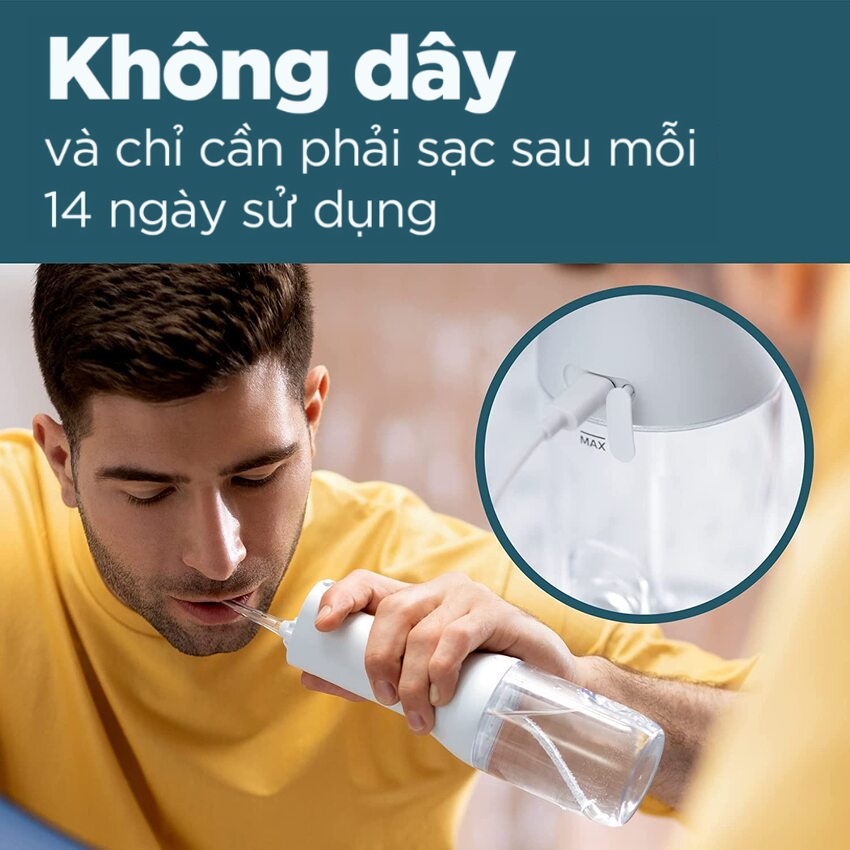 Máy tăm nước Philips Sonicare 3000 HX3806 làm sạch sâu với công nghệ Quad Stream - Hàng Nhập Khẩu