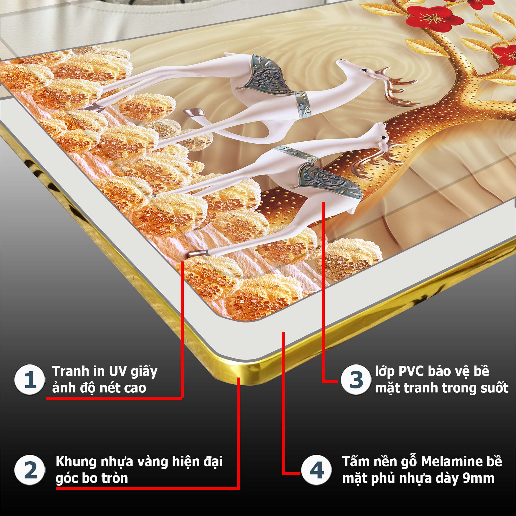 Bộ tranh treo tường trang trí phòng khách, phòng ngủ SƠN THỦY HỮU TÌNH 3 tấm chất liệu pvc gương hoặc mica gương:1731L10