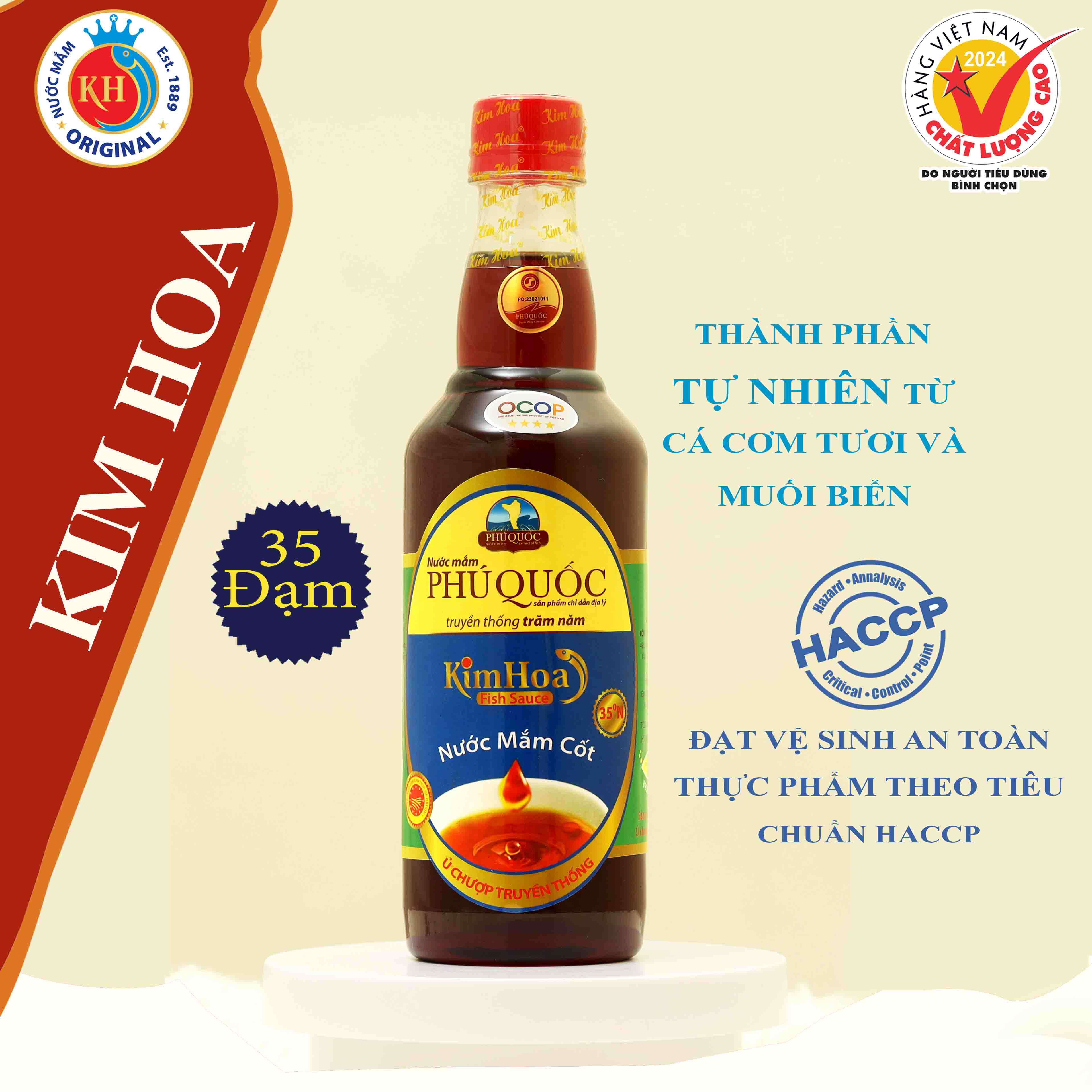 Nước mắm Cốt Kim Hoa Phú Quốc 35 đạm chai nhựa 500ml