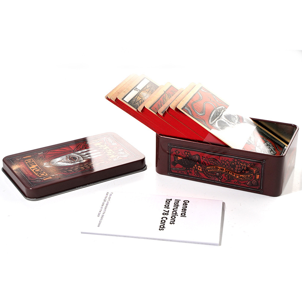 Bộ Bài Tarot Del Toro Tarot Hộp Thiếc Mạ Cạnh Đỏ 78 Lá Tặng File Tiếng Anh Và Đá Thanh Tẩy