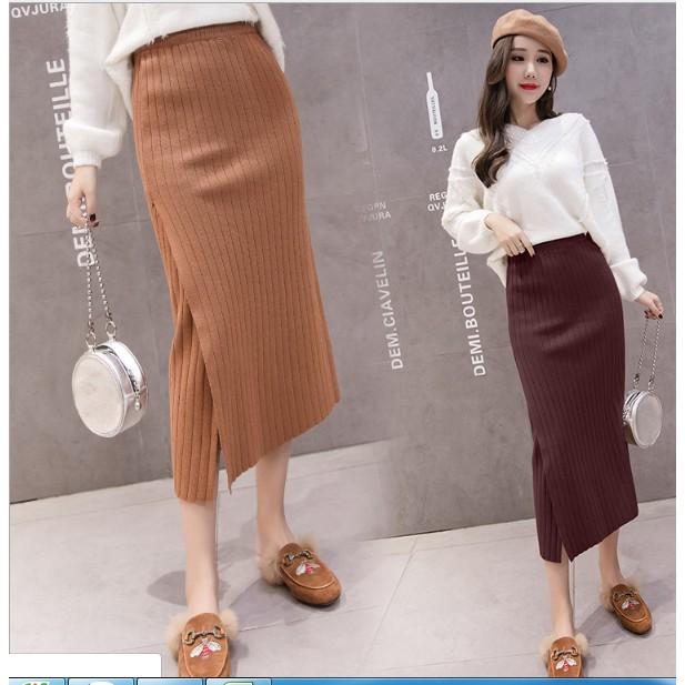Giảm giá Chân váy len dài xẻ  BeeCost