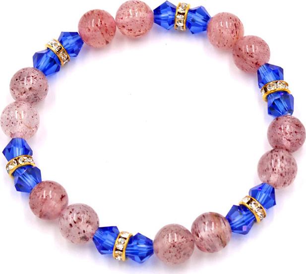 Vòng đeo tay chuỗi hạt đá thạch anh dâu tây 8 ly FTTHX22