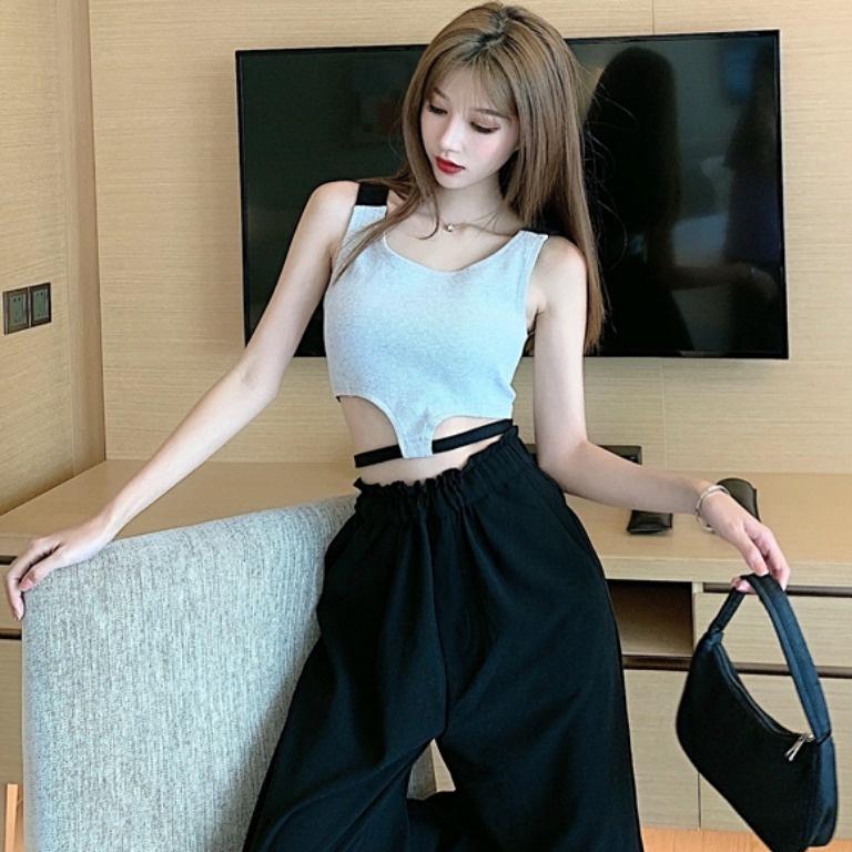 Áo ba lỗ nữ dây eo HAGA áo sát nách nữ croptop dây bấm quấn eo xinh xắn ASNBK10