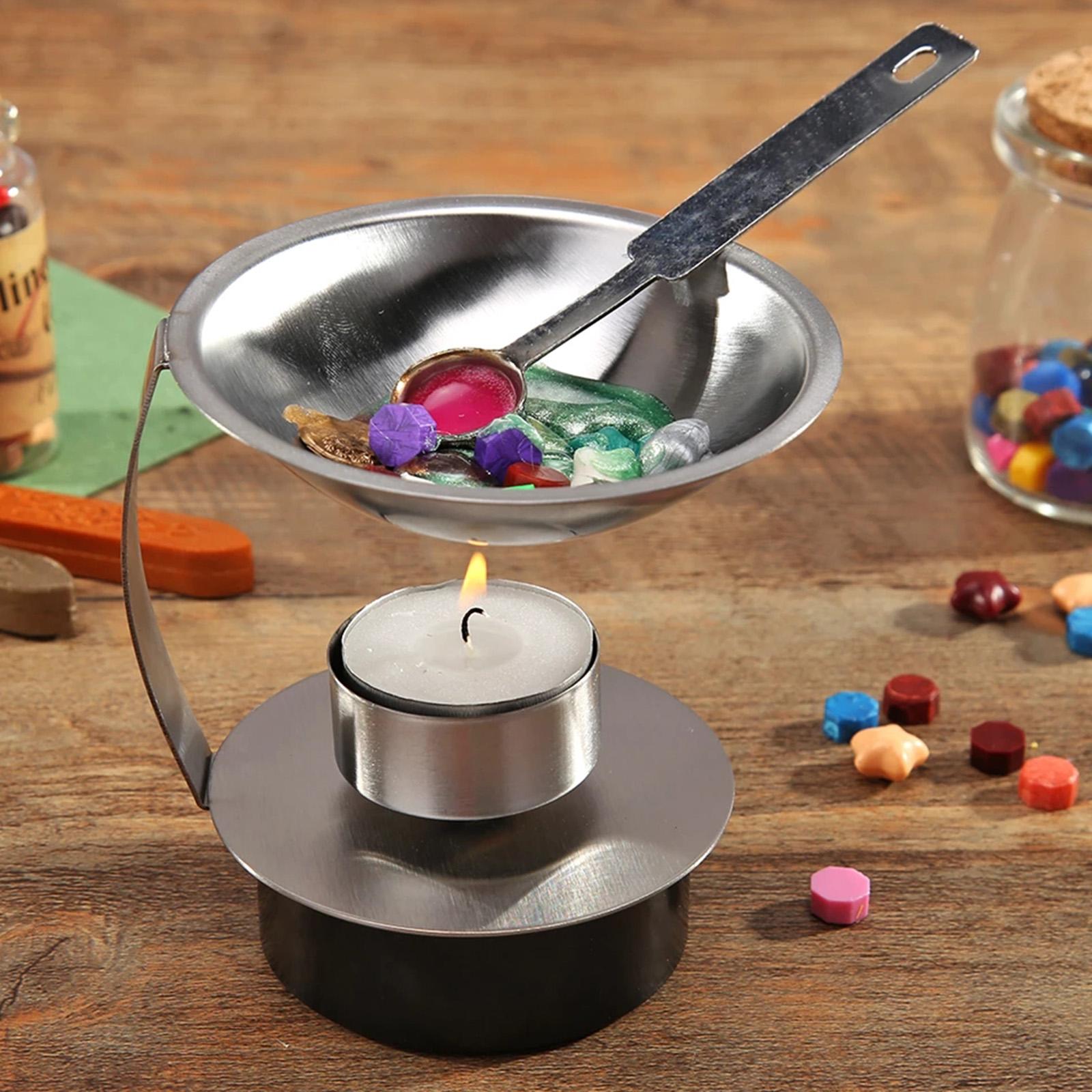 Seal Wax Melting Furnace Tool, Stainless Steel Wax Seal Warmer with Melting Spoon Kit Wax Melt Warmer Aroma Essential Oil Burner for Home Wedding