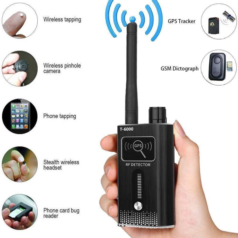 ROGTZ - RF Detector T6000 - Máy dò phát hiện Camera ẩn Máy ghi âm Máy nghe trộm Sóng wifi GPS Tín hiệu điện thoại Độ nhạy cao Phạm vi dò rộng 1MHz - 8000MHz Pin Lithium dung lượng cao 10-15h Nhỏ gọn Đơn giản Dễ sử dụng Oto Khách sạn - Hàng Chính Hãng