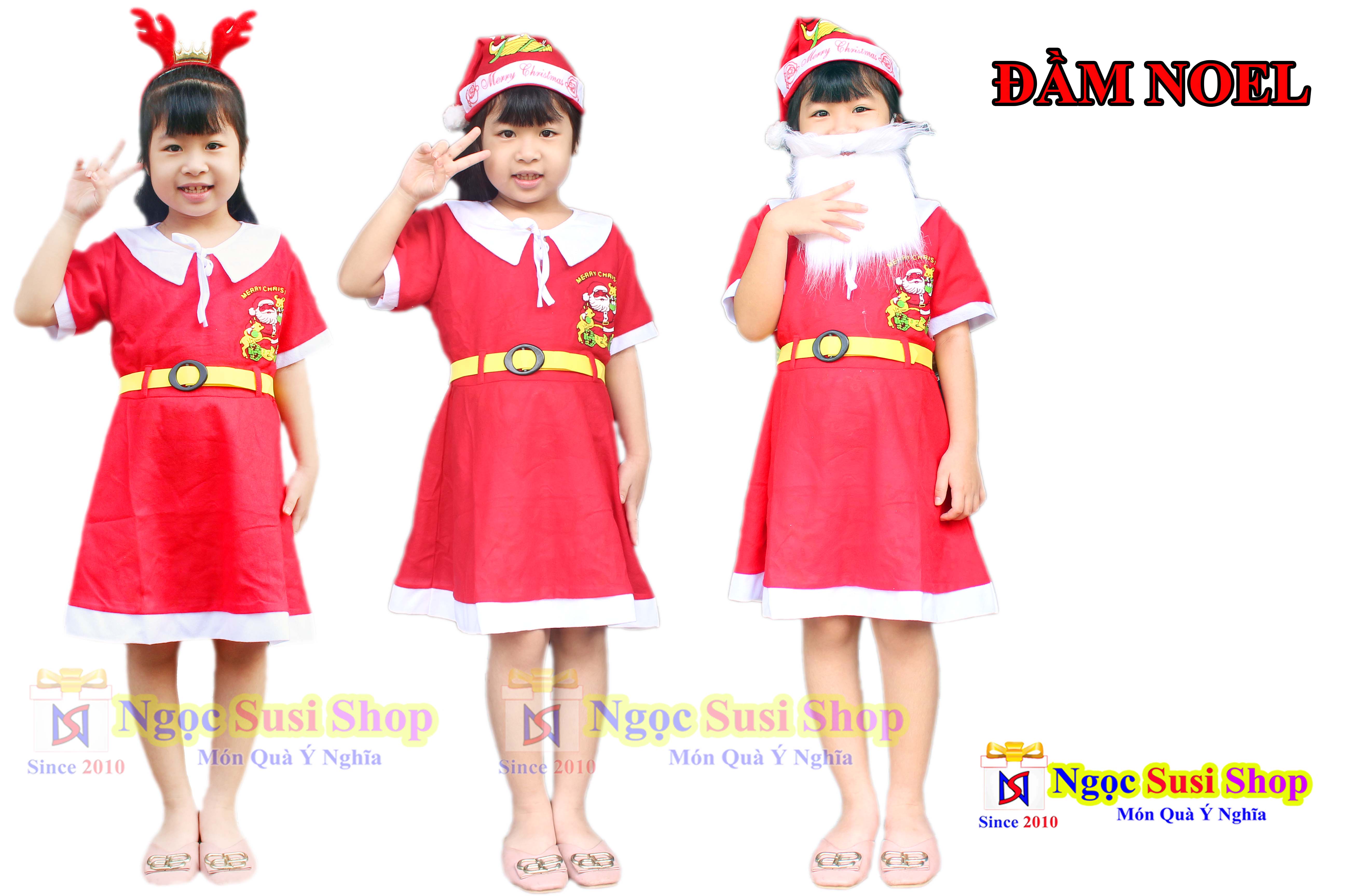 ĐẦM NOEL CHO BÉ GÁI SIÊU XINH - VẢI NỈ