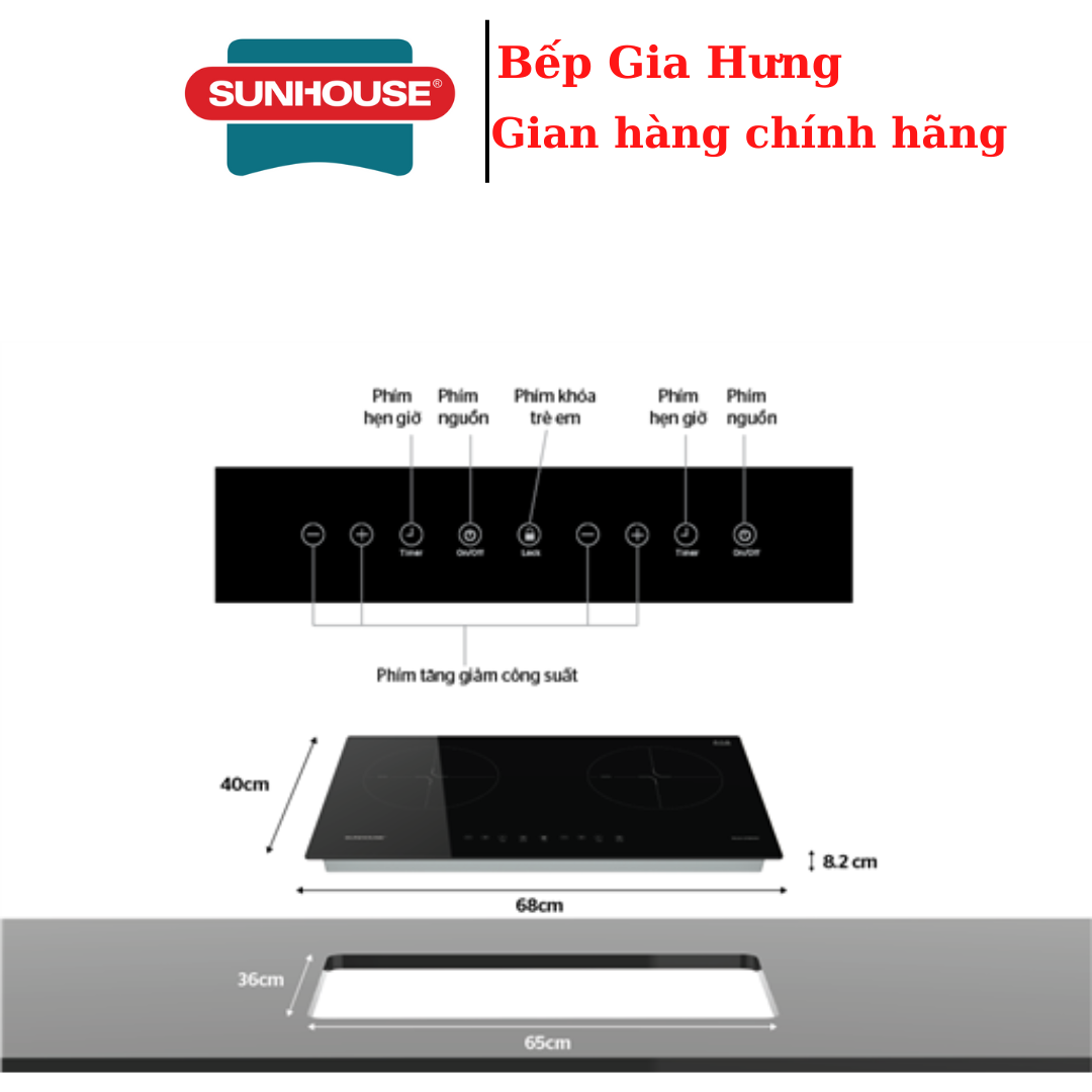 BẾP ĐÔI ĐIỆN TỪ SUNHOUSE SHB8100- Hàng chính hãng