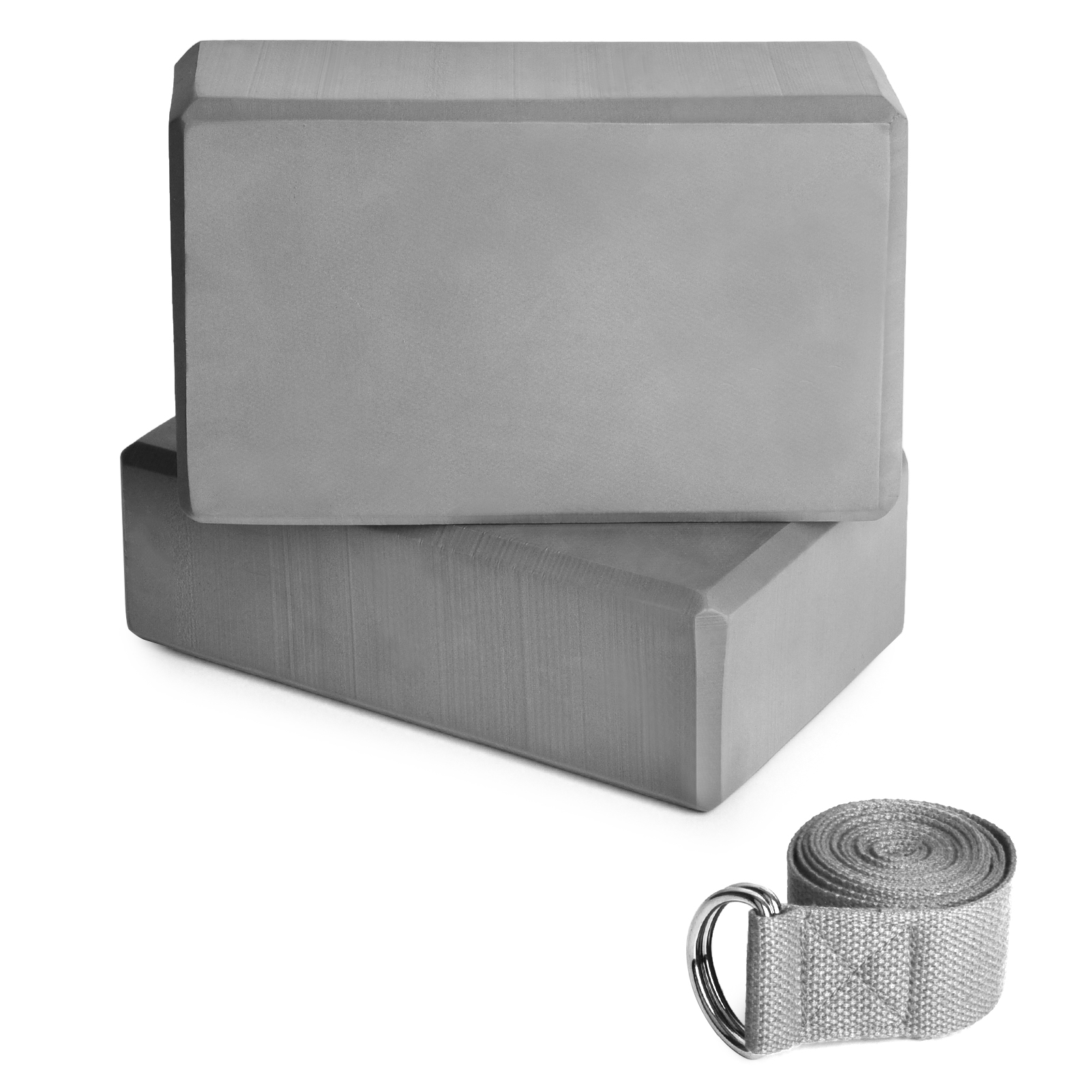 2 khối mút tập yoga và 1 dây đeo bằng vải cotton