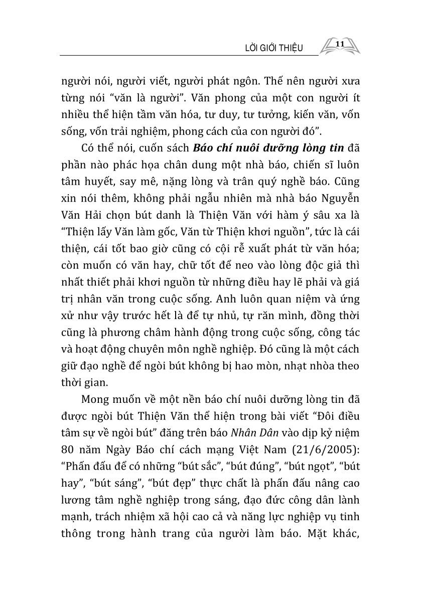Báo chí nuôi dưỡng lòng tin