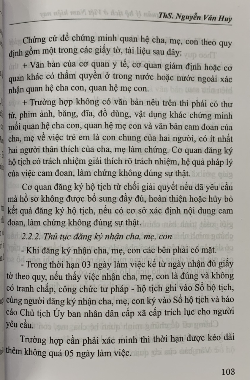 Nghiệp vụ đăng ký và quản lý hộ tịch ở Việt Nam hiện nay