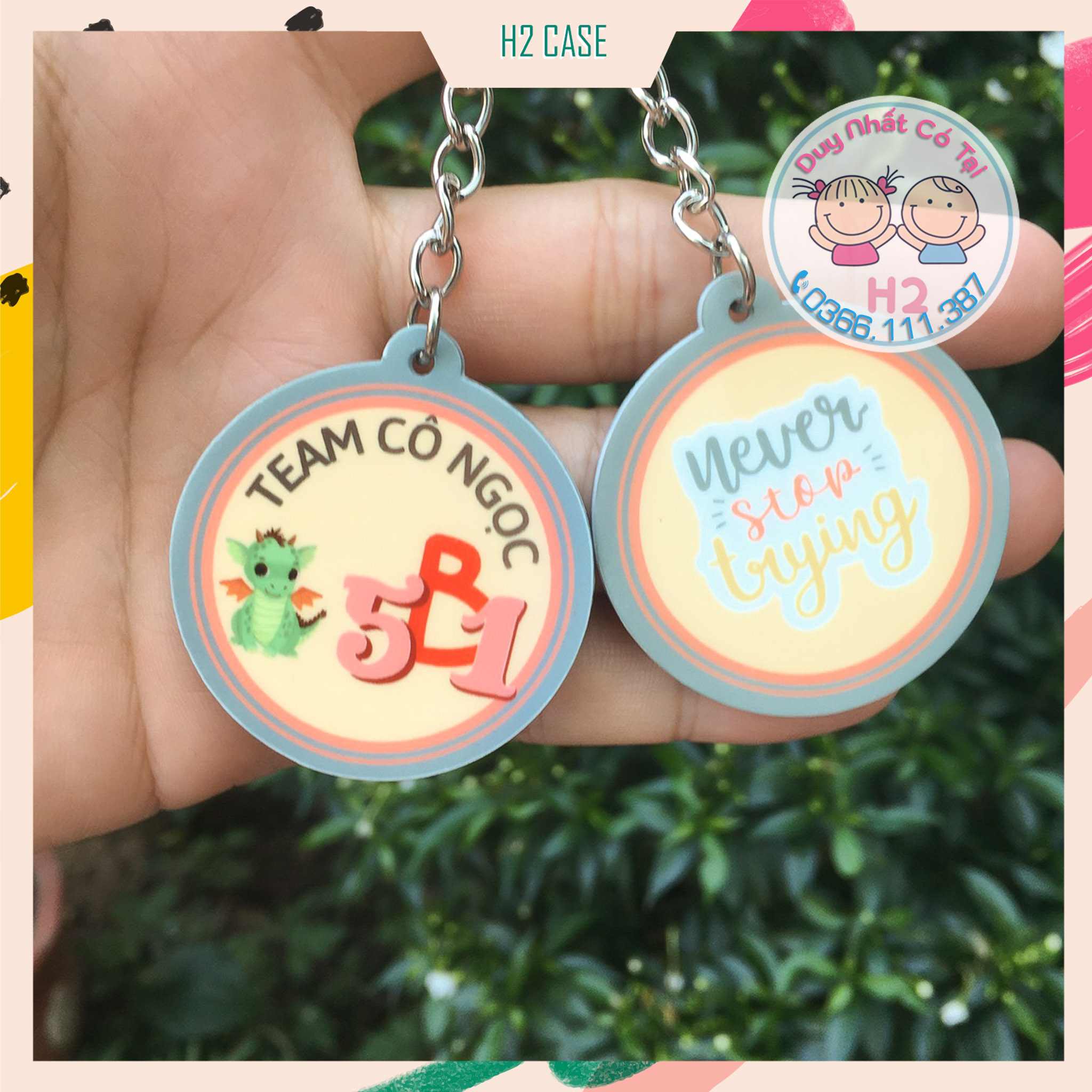 Móc khóa Mica 2 mặt in theo yêu cầu