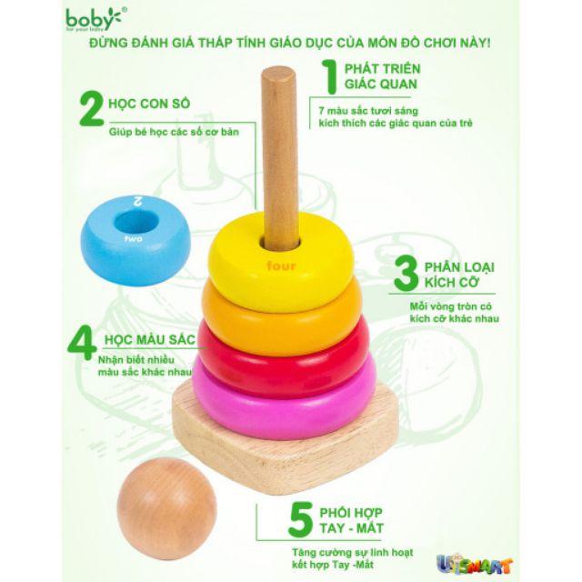 Tháp Màu RainBow, Đồ chơi xếp tháp bằng gỗ cho bé
