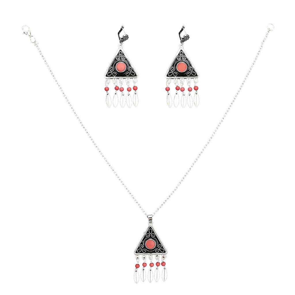Fashion Women Jewelry Set Bohemian Tassel Pendants Necklace and Earring