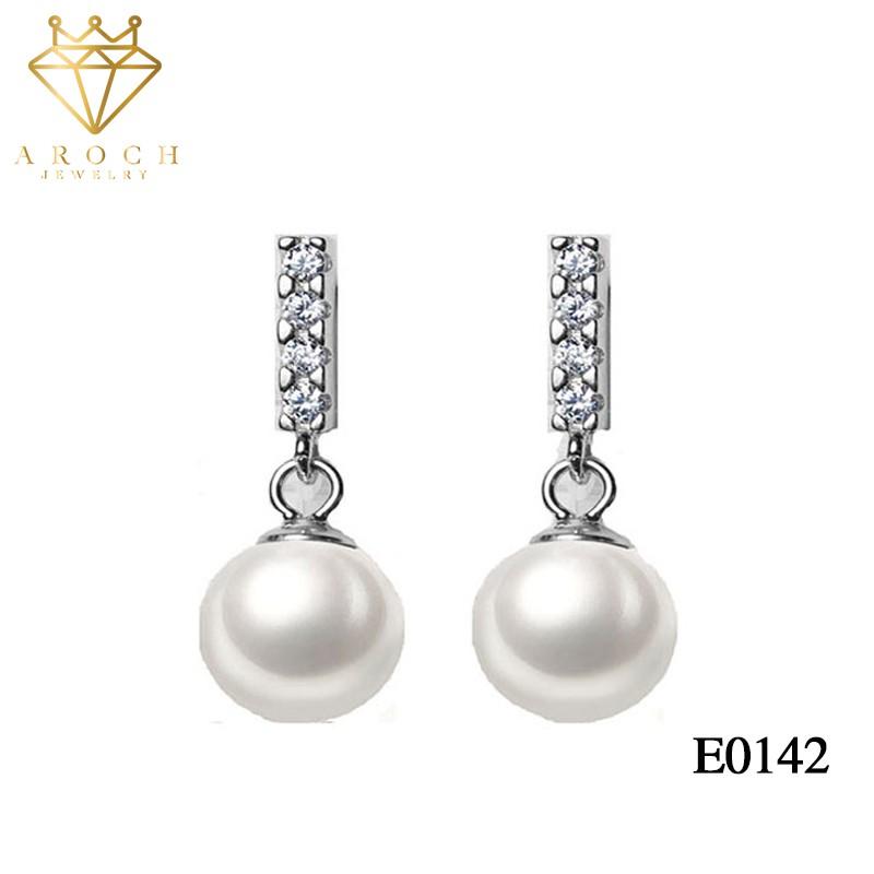 Khuyên tai bạc Ý s925 Little Pearl E0142 - AROCH Jewelry