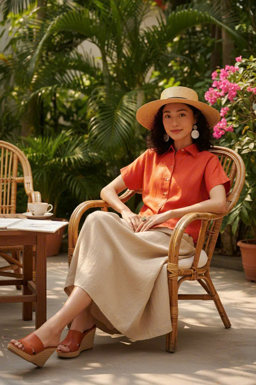 Áo Sơ Mi Linen Thổ, Áo Sơ Mi Linen Ngắn Tay thời trang thiết kế Hity Top204