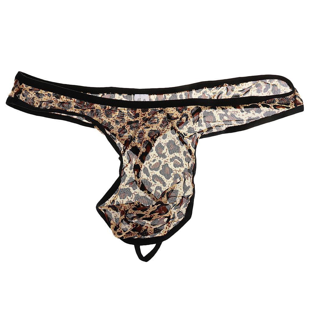 Men's Sexy Leopard Pouch G-string Underwear Briefs Thong Panties Low Rise