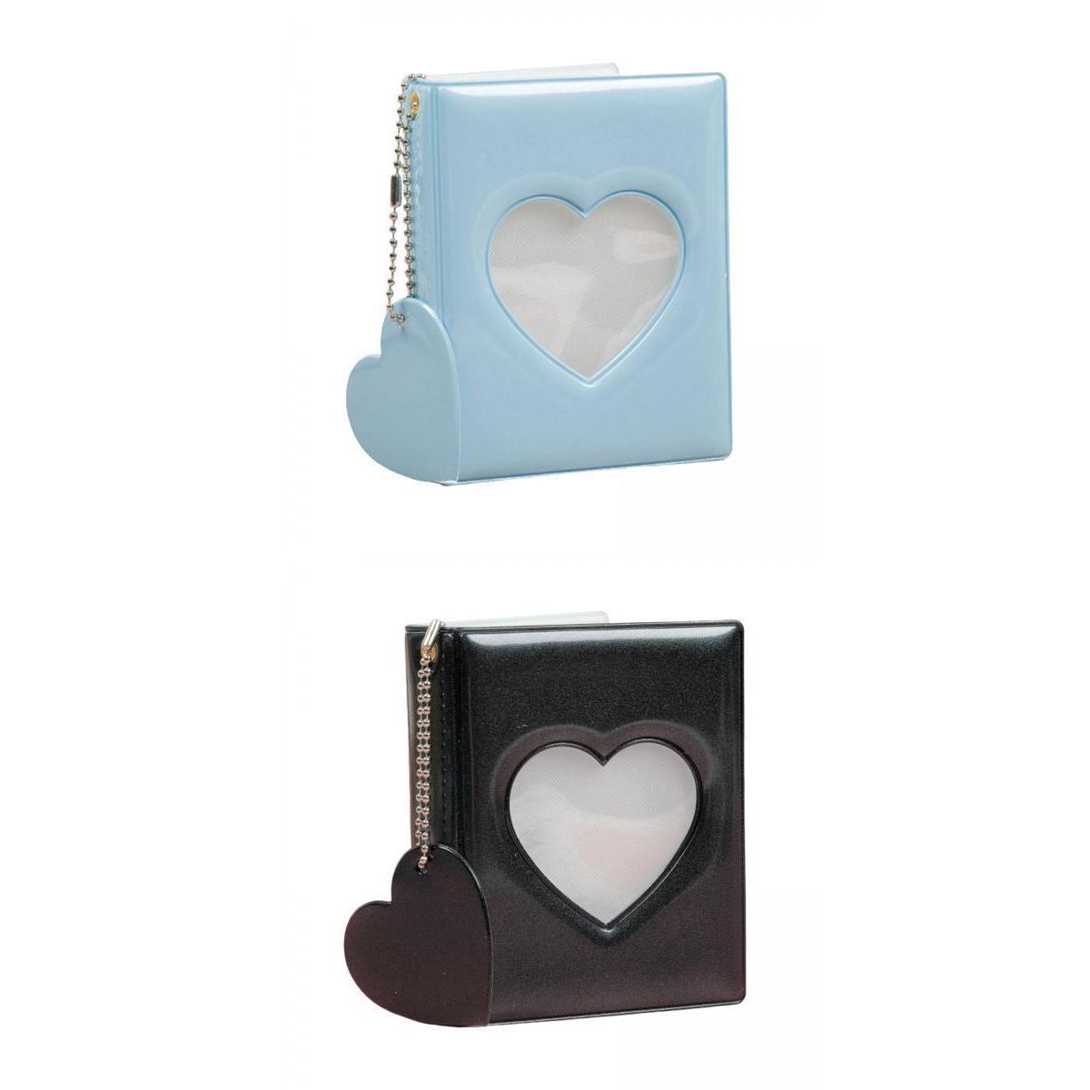 2Pieces Cute 3 inch Photo Card Holder with Love Heart Pendant Mini Album
