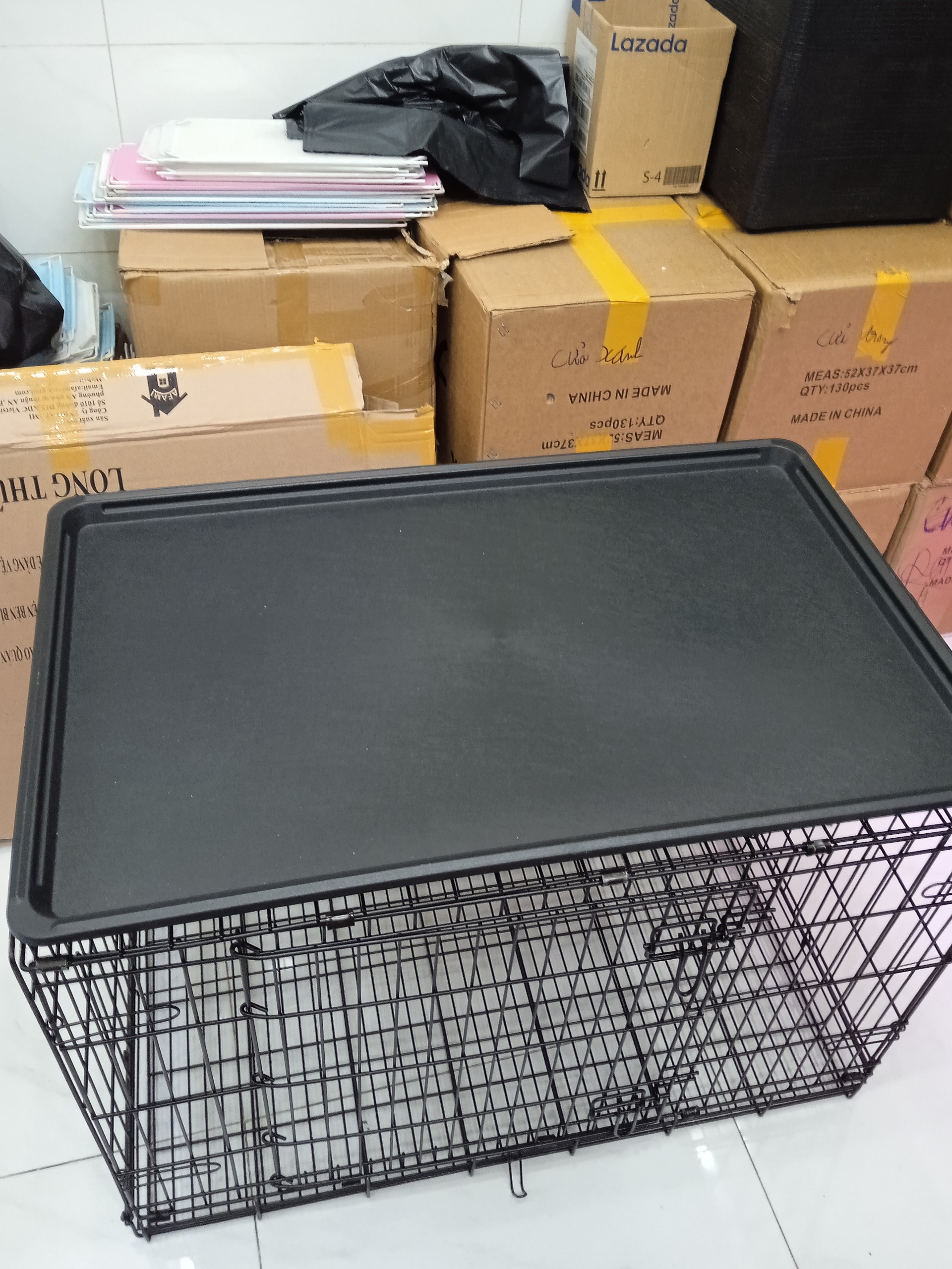 CHUỒNG CHÓ SIZE LỚN NAN SIÊU DÀY 90X60X65CM GẤP GỌN TIỆN LỢI DÀNH CHO PET LỚN