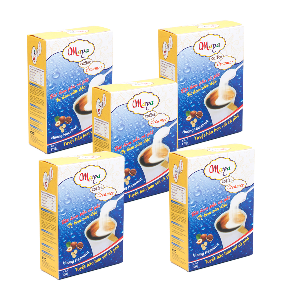 Combo 5 Hộp Bột Kem Maya Coffee Hương Hazelnut (170g)