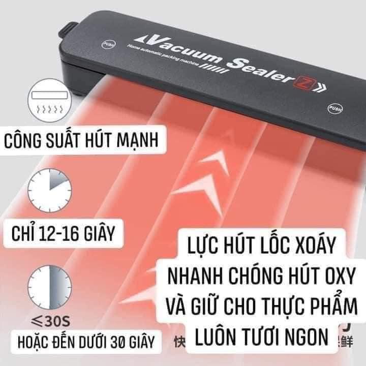 Máy Hút Chân Không Thực Phẩm Kèm Hàn Miệng Túi Vacuum Sealer ( tặng 10 túi hút )