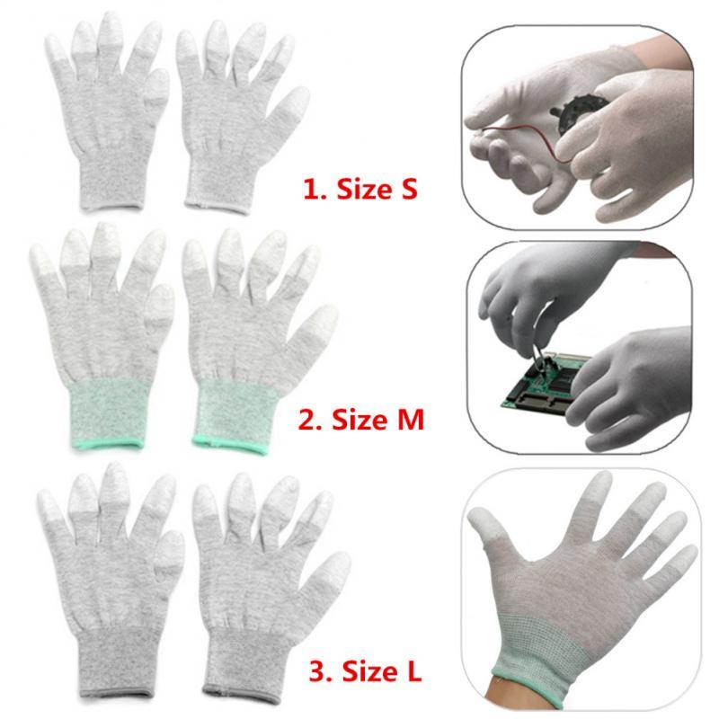 Găng Tay Sợi Carbon Chống Tĩnh Điện Nhúng Ngón Tay Chống Trượt Chống Mài Mòn Bảo Hộ Lao Động Công Việc Điện Tử Găng Tay Công Nghiệp
