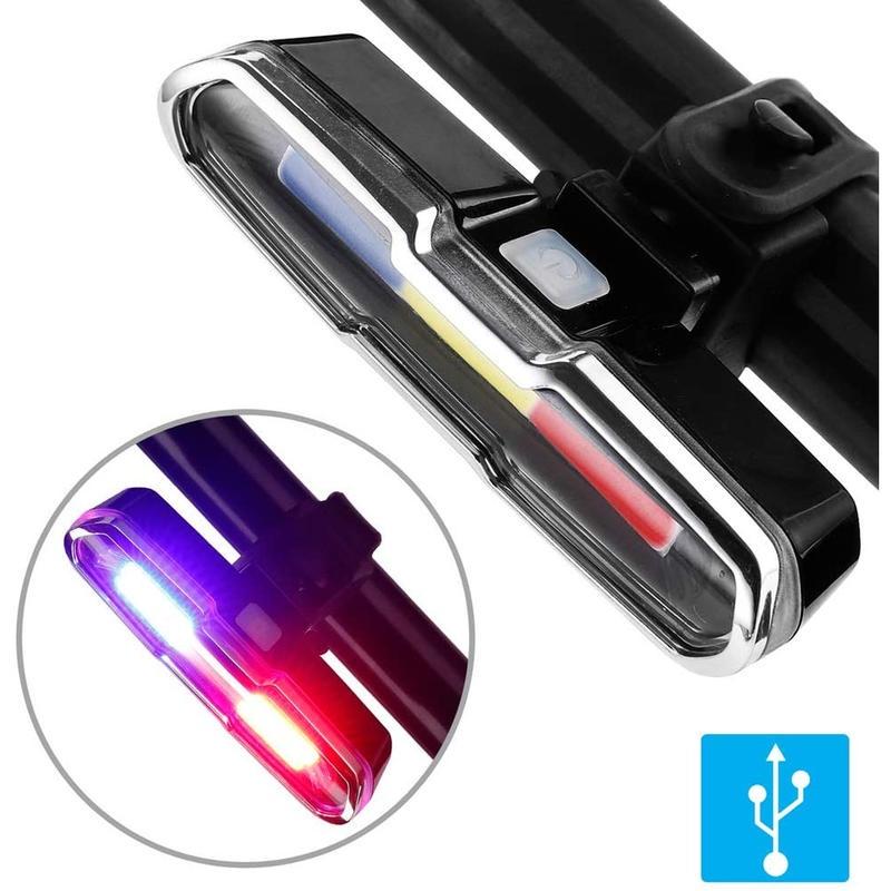 Đèn LED Gắn Đuôi Xe Đạp Có 7 Màu Sắc Với Cổng Sạc USB 3 Màu Sắc